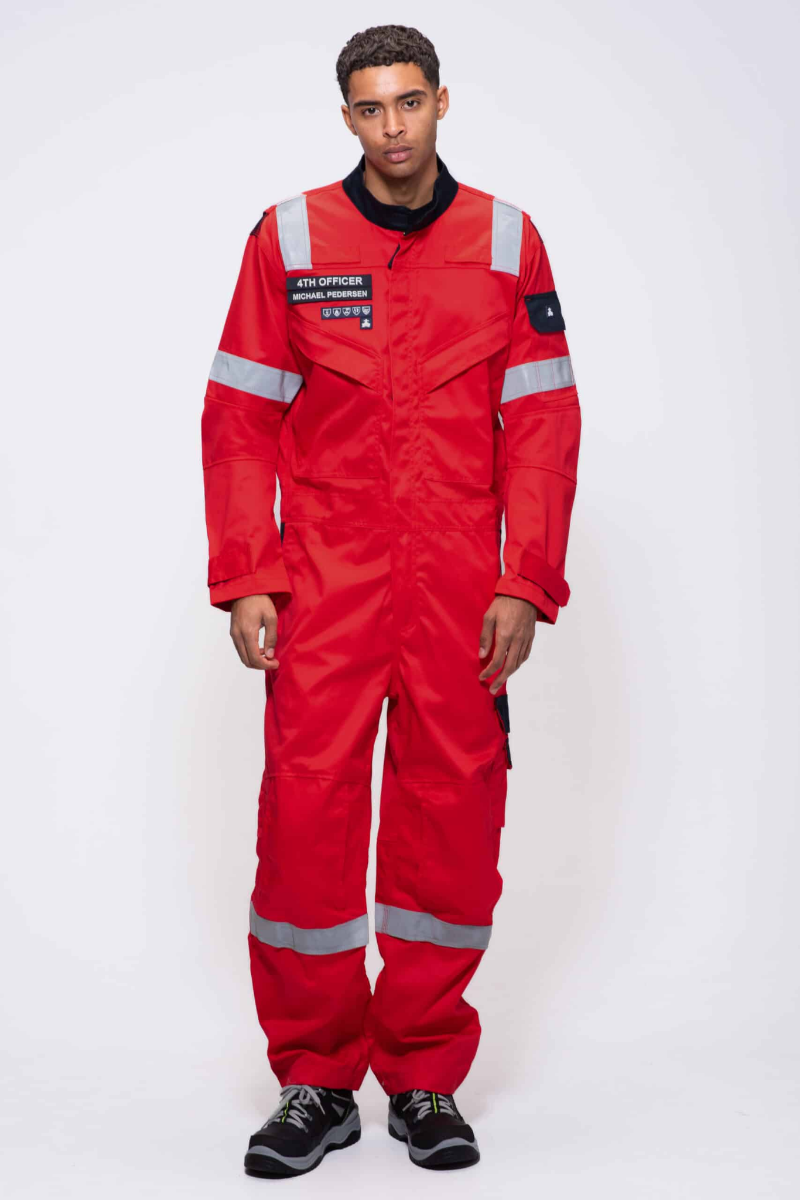 Man wearing flame retardant clothing