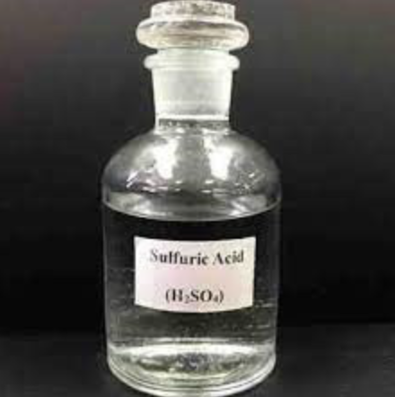 Sulfuric Acid liquid in glass container
