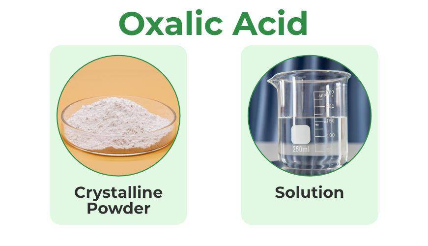 image of solid and solution oxalic acid