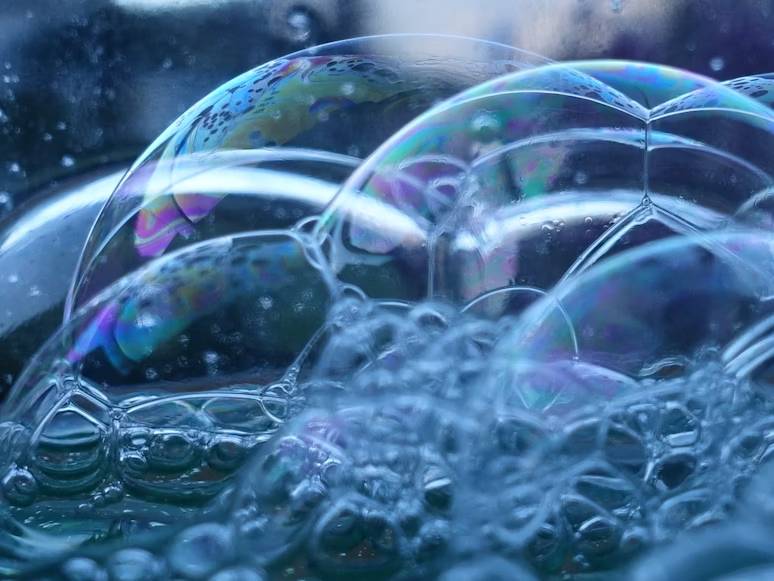 Bubbling water illustrating the action of pool and spa chemicals in maintaining water quality.