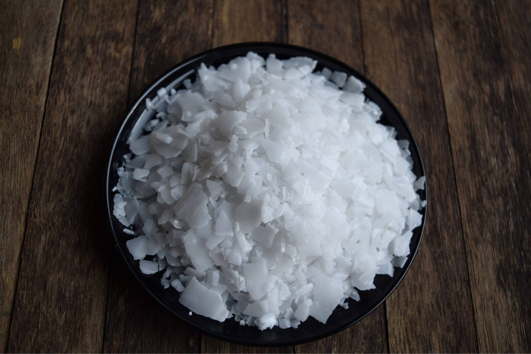 Close up of solid caustic soda