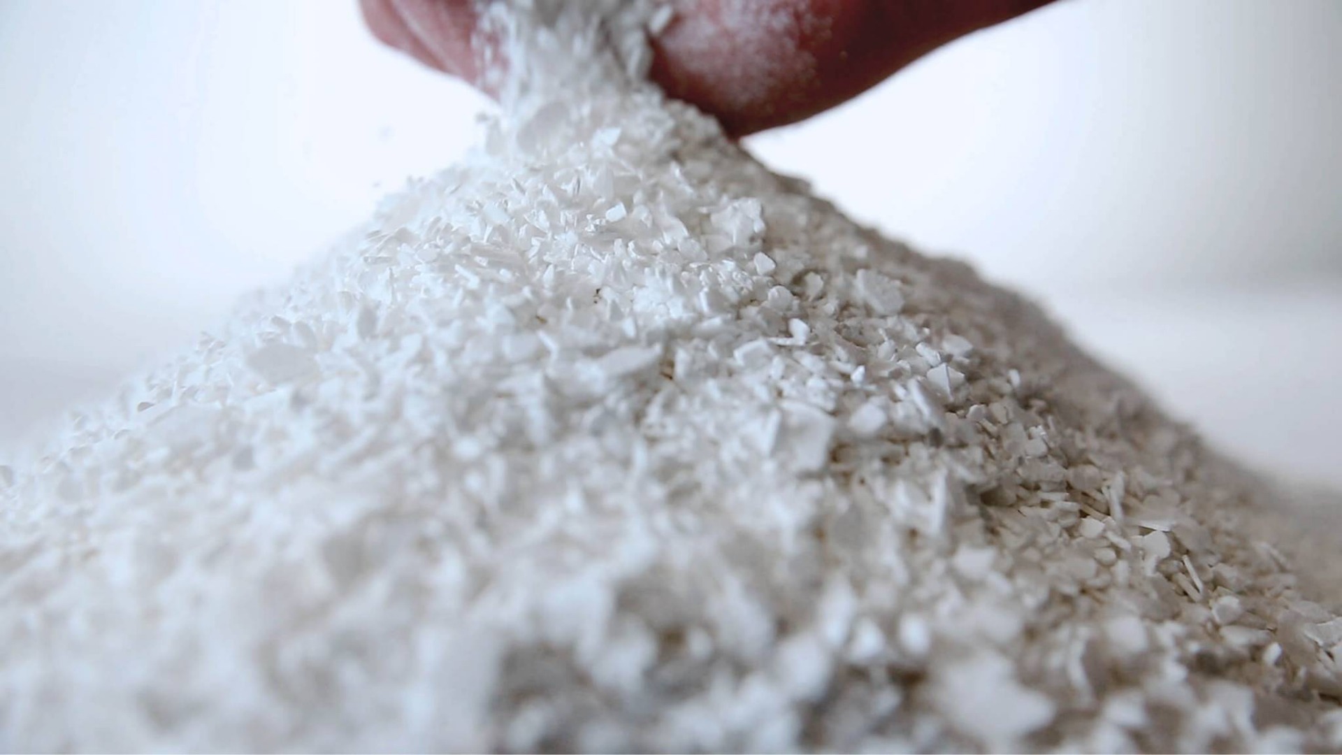 Close up of solid calcium chloride